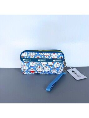 LeSportsac x Doraemon 3-Zip Wristlet Wallet Cosmetic Pouch NWT